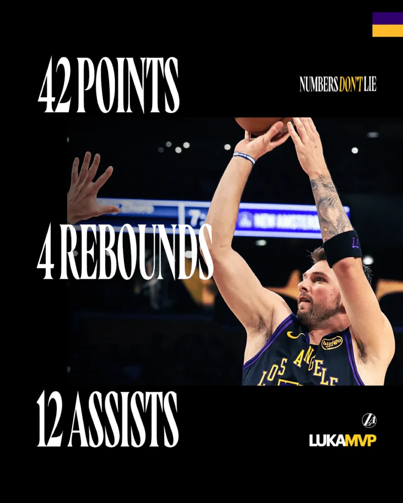 砍下42分！湖人官媒晒东契奇数据海报：当之无愧的MVP